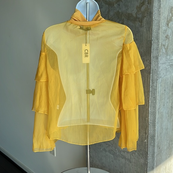 Sheer Ruffle Top - Yellow - CBR - Medium - Picture 3 of 6